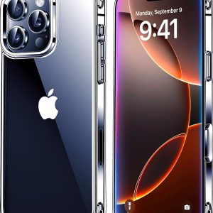 iPhone 16 Pro Max Case by Mkeke – Clear, Non-Yellowing, Military-Grade Drop Protection, Shockproof Protective Bumper Cover for Apple 6.9-Inch (2024)