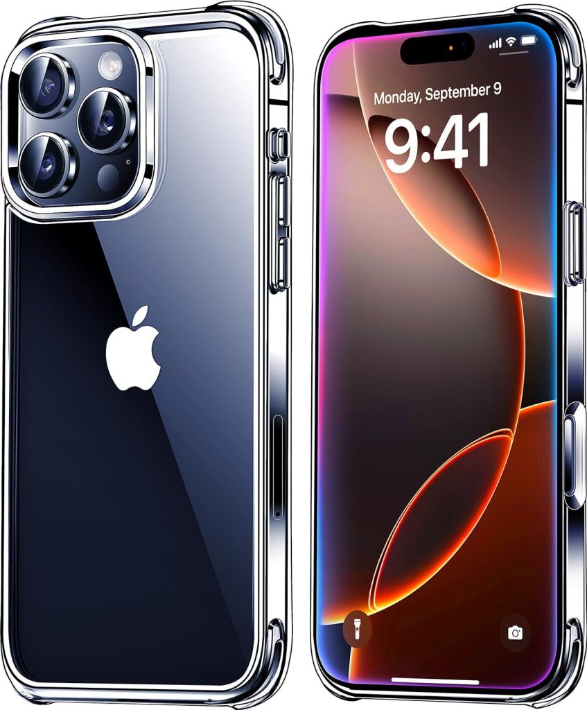 iPhone 16 Pro Max Case by Mkeke – Clear, Non-Yellowing, Military-Grade Drop Protection, Shockproof Protective Bumper Cover for Apple 6.9-Inch (2024)