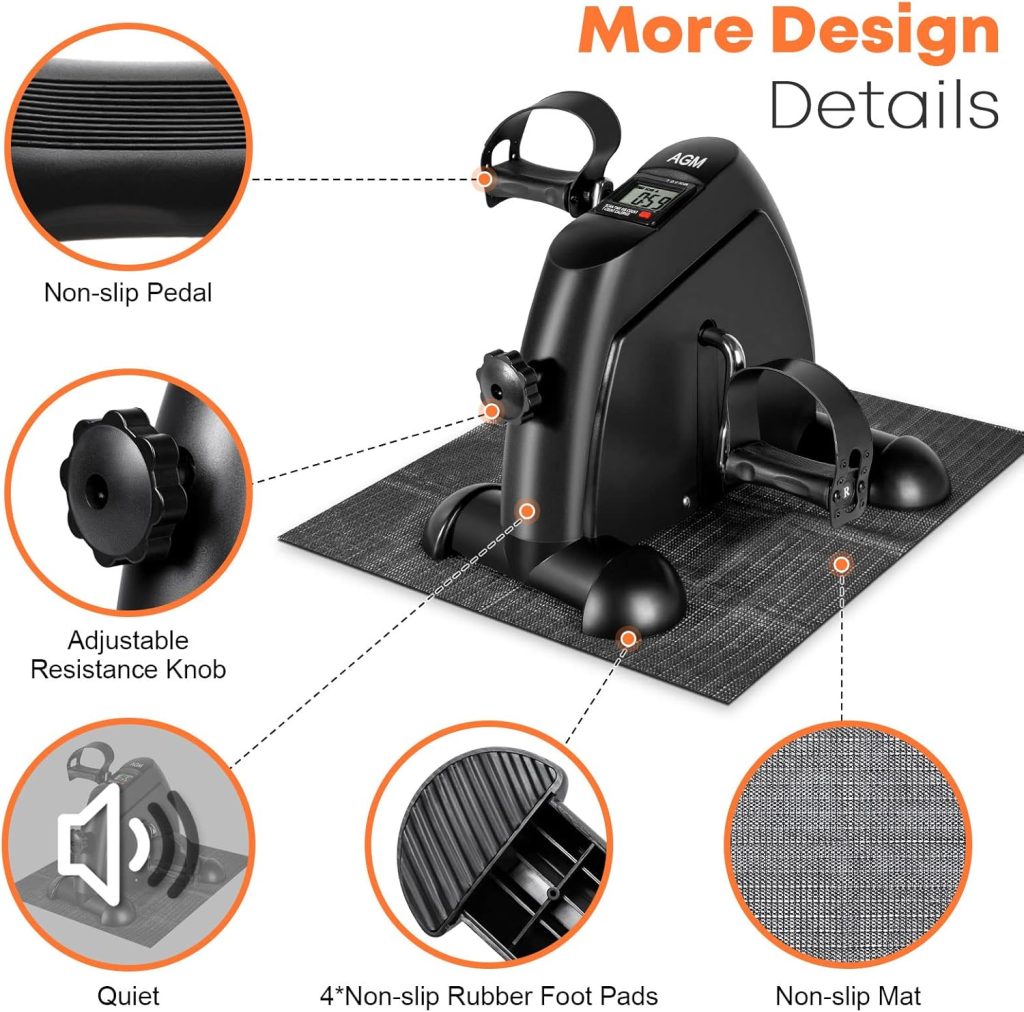 Walking Bike - AGM Mini Exercise Bike, Under Desk Pedal Exerciser for Arms and Legs with LCD Display