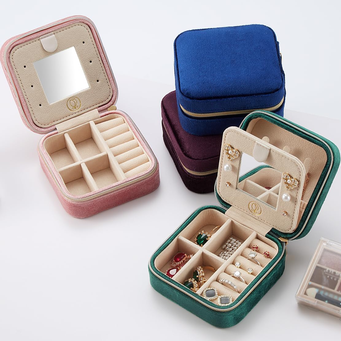 Velvet Box: Plush Pink Jewelry Travel Case - Portable Organizer for Rings, Earrings, Necklaces, and Bracelets for Women and Girls
