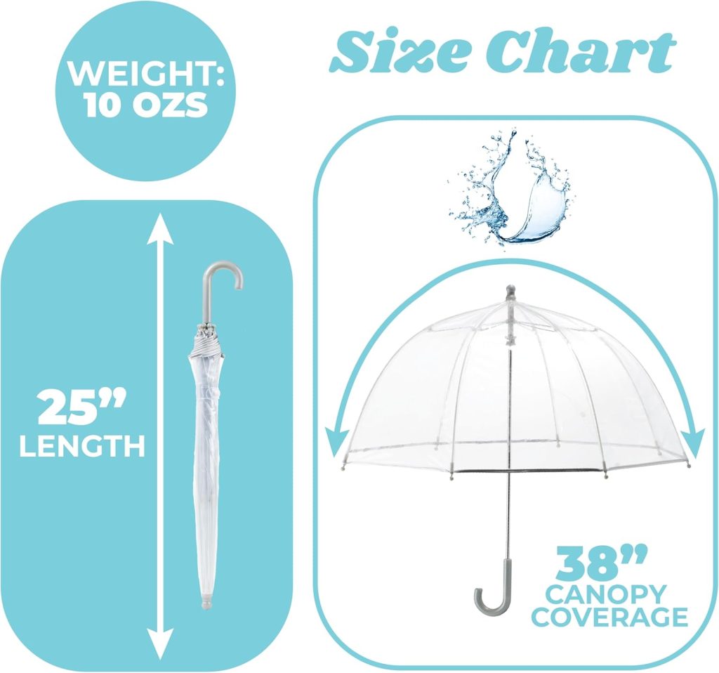 Clear Umbrella - Totes Kids Bubble Dome with Wind and Rain Protection, Lightweight Design, 38" Canopy