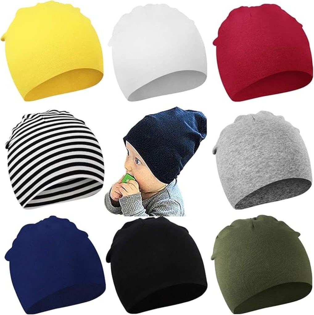 Baby Beanie - DRESHOW BQUBO 8 Pack Unisex Infant Toddler Knit Hats, Soft and Cute Nursery Caps for Kids