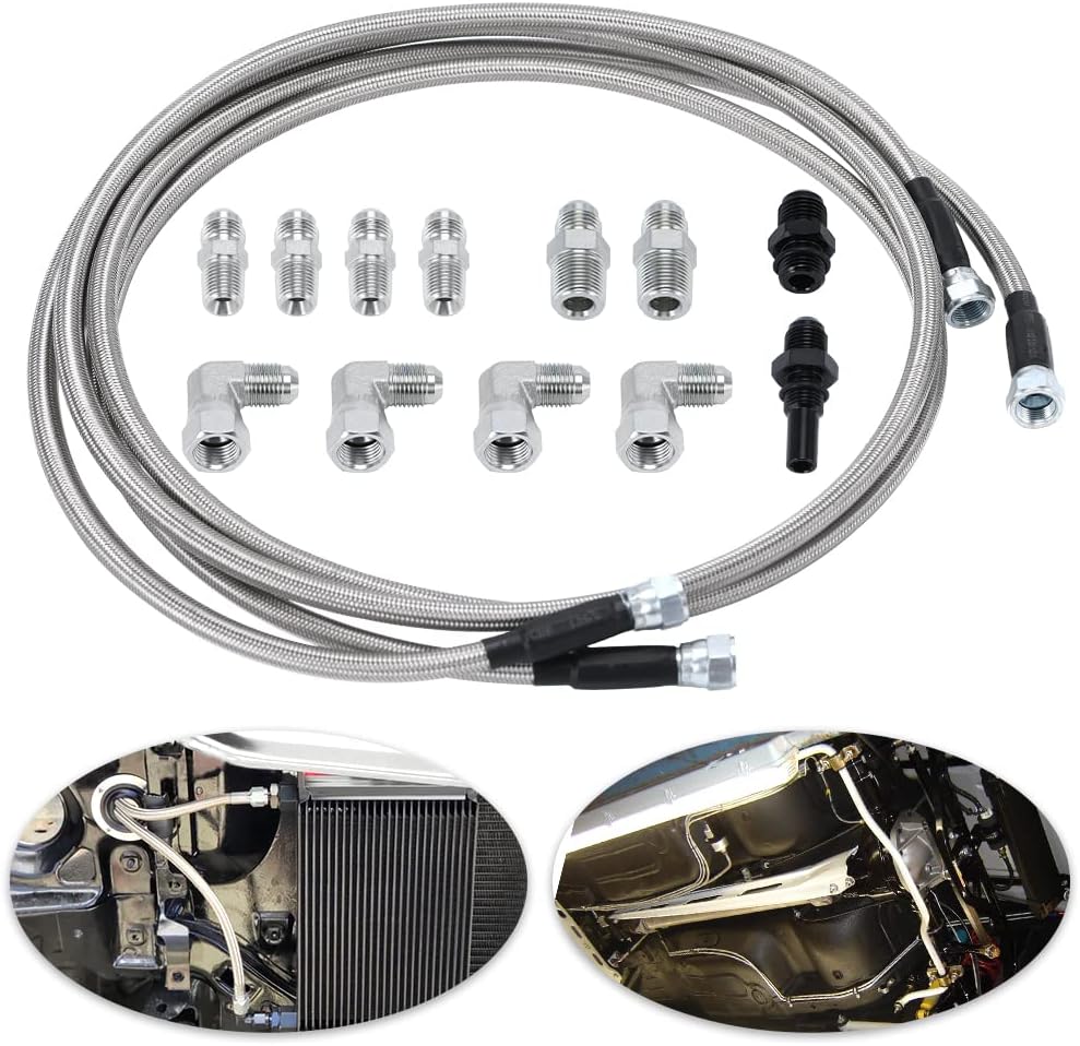 TH400 Transmission Fluid Oil Cooler Hose Line Kit - 6AN 70" Stainless Steel Braided PTFE for GM Chevy 4L80E, TH350, 4L60E, and More 4 TH400 Transmission Fluid Oil Cooler Hose Line Kit - 6AN 70" Stainless Steel Braided PTFE for GM Chevy 4L80E, TH350, 4L60E, and More