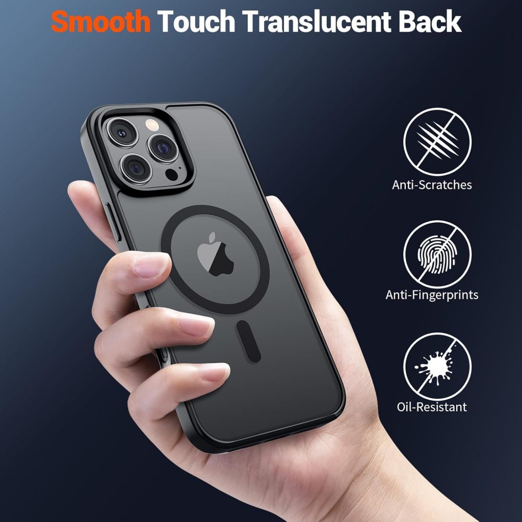 iPhone 16 Pro Max Case with MagSafe – SUPFINE Magnetic Military-Grade Drop Protection, Translucent Matte Shockproof Phone Cover, Black