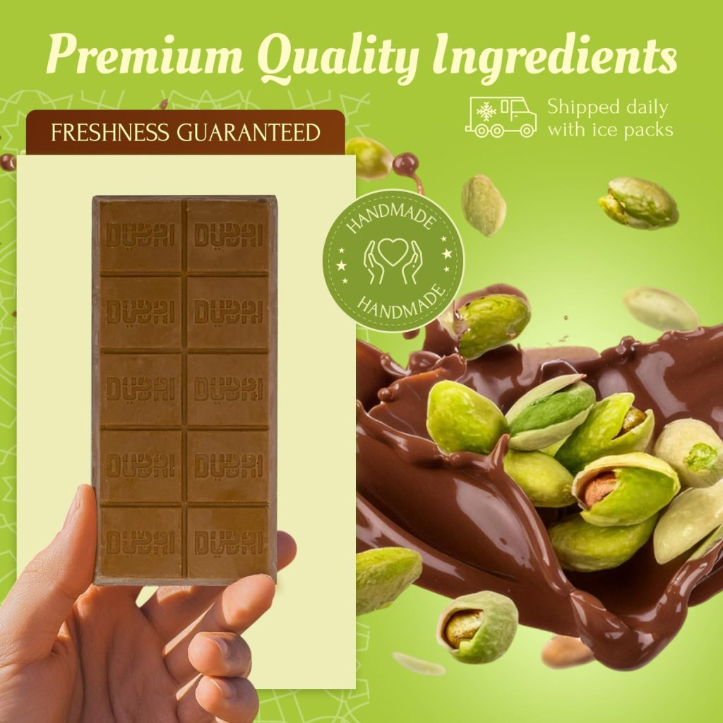 Dubai Chocolate Bar Gift: Handmade 7 oz Pistachio Delight with Crispy Shredded Knafeh – Ready to Eat, Perfect for Christmas (Single Pack)