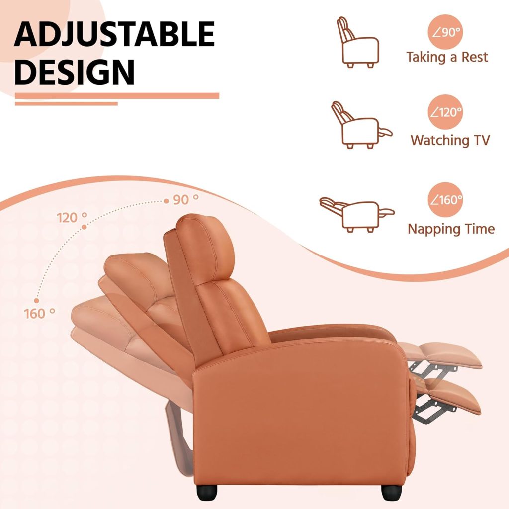 Wall Hugger Recliners: Yaheetech PU Leather Recliner Sofa with Lumbar Support for Home Theater Seating
