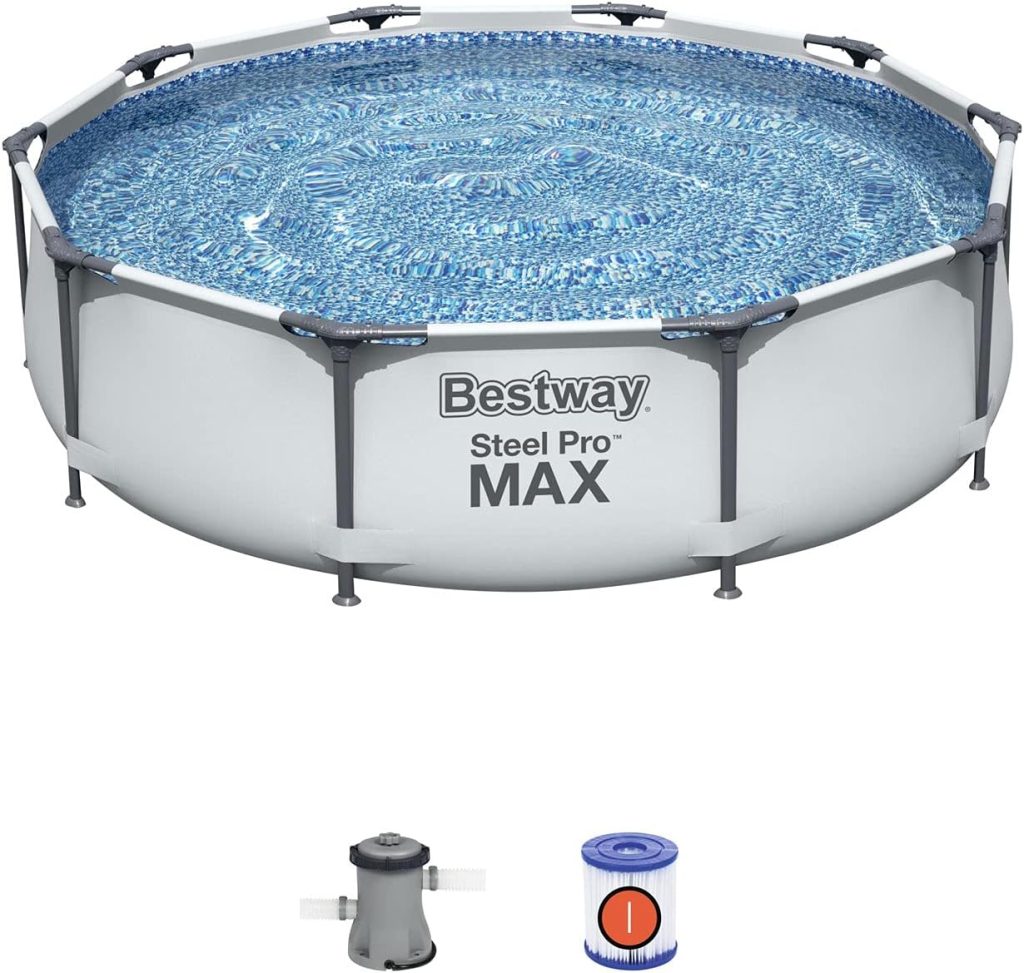 13 Run Pool: Bestway Steel Pro MAX 10ft x 30in Round Above Ground Swimming Pool Set with Filter Pump