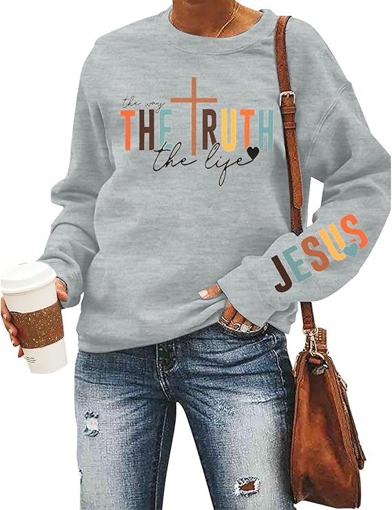 Christian Sweatshirts: Women's Bible Verse Pullover - Faithful Crewneck Long Sleeve Shirt for Religious Inspiration