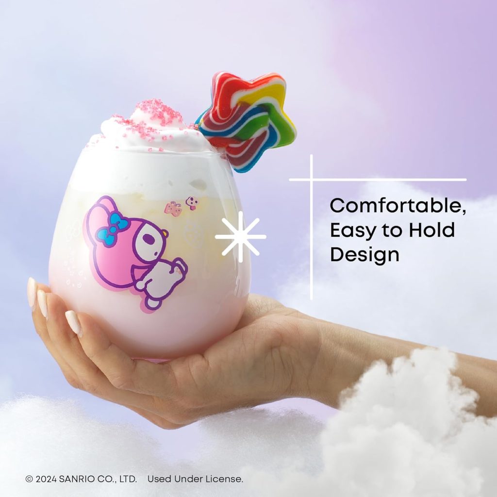 Glassware Sets JoyJolt: Hello Kitty & Friends Above the Clouds Stemless Drinking Glasses, 15oz Ombre Cups Set of 4 featuring Hello Kitty, Keroppi, My Melody & Pompompurin – Kawaii Kitchen Drinkware