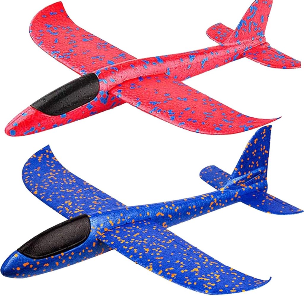 Airplane Toys: BooTaa 2-Pack of 17.5" Large Foam Throwing Planes with 2 Flight Modes - Perfect Outdoor Gifts for Kids Ages 3-12
