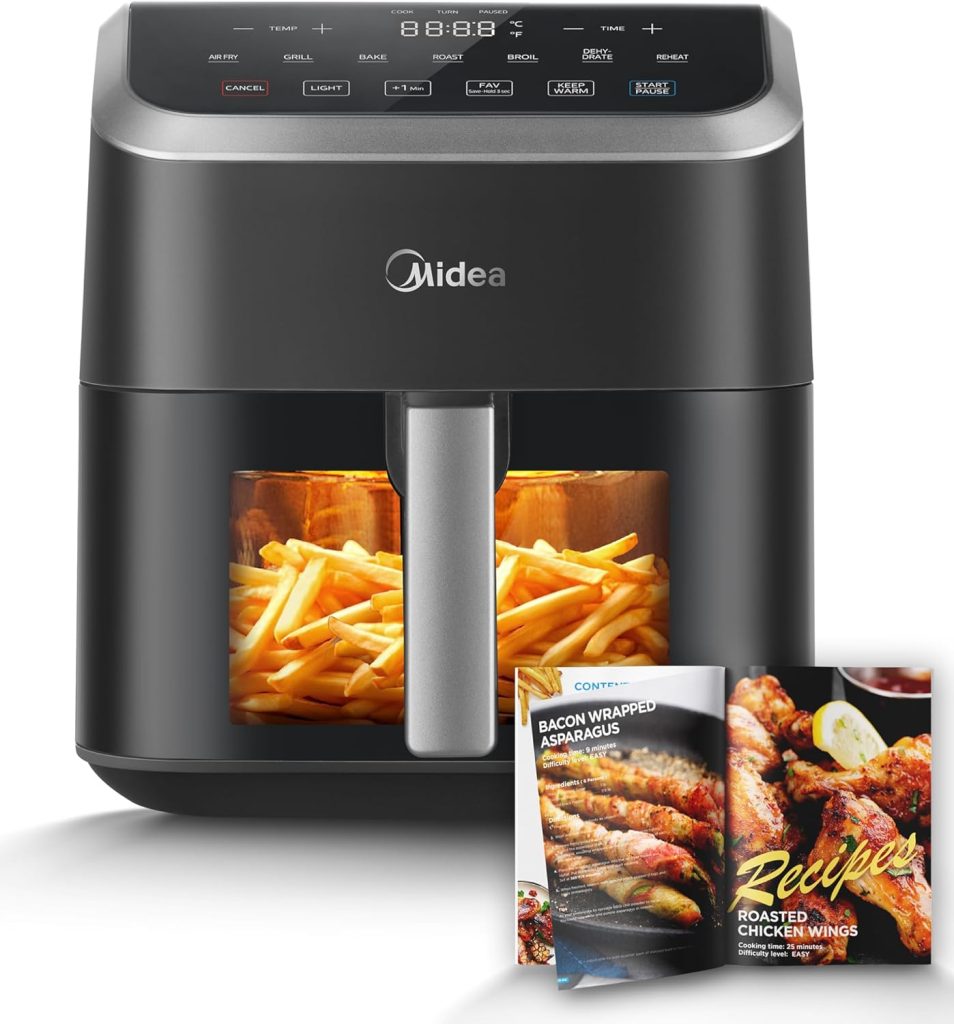 Midea Air Fryer 5.5 Quart with See-Through Window – HeatExpress Rapid Air Technology, 9 Preset Cooking Menus for Fast and Easy Meals