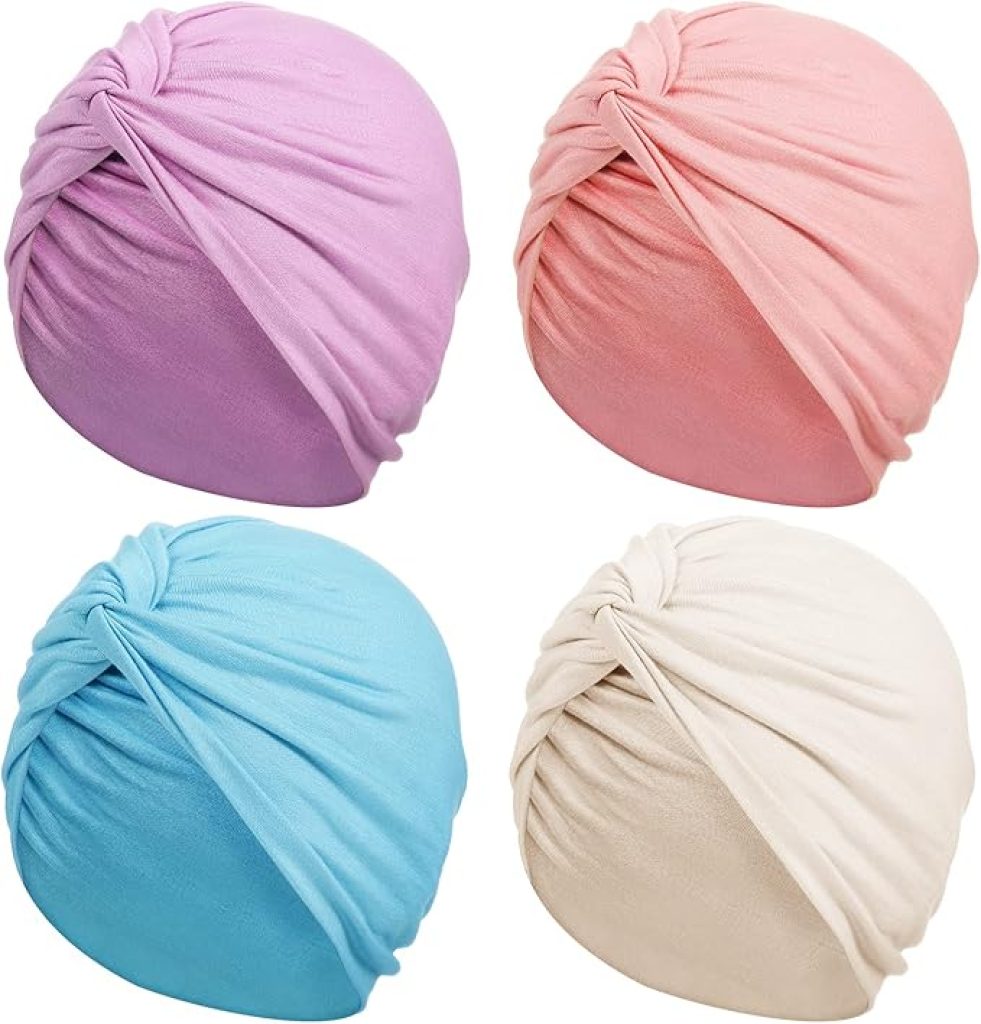 En Turban: SATINIOR 4-Piece Soft Pre-Tied Knot Pleated Turbans for Women - Fashionable Cancer Chemo Sleep Hats in 4 Colors 4 En Turban: SATINIOR 4-Piece Soft Pre-Tied Knot Pleated Turbans for Women - Fashionable Cancer Chemo Sleep Hats in 4 Colors