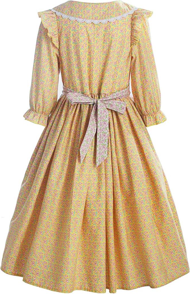 Prairie Dress: ReliBeauty Pioneer Girl Costume in Vibrant Yellow - Perfect for Colonial Themed Events