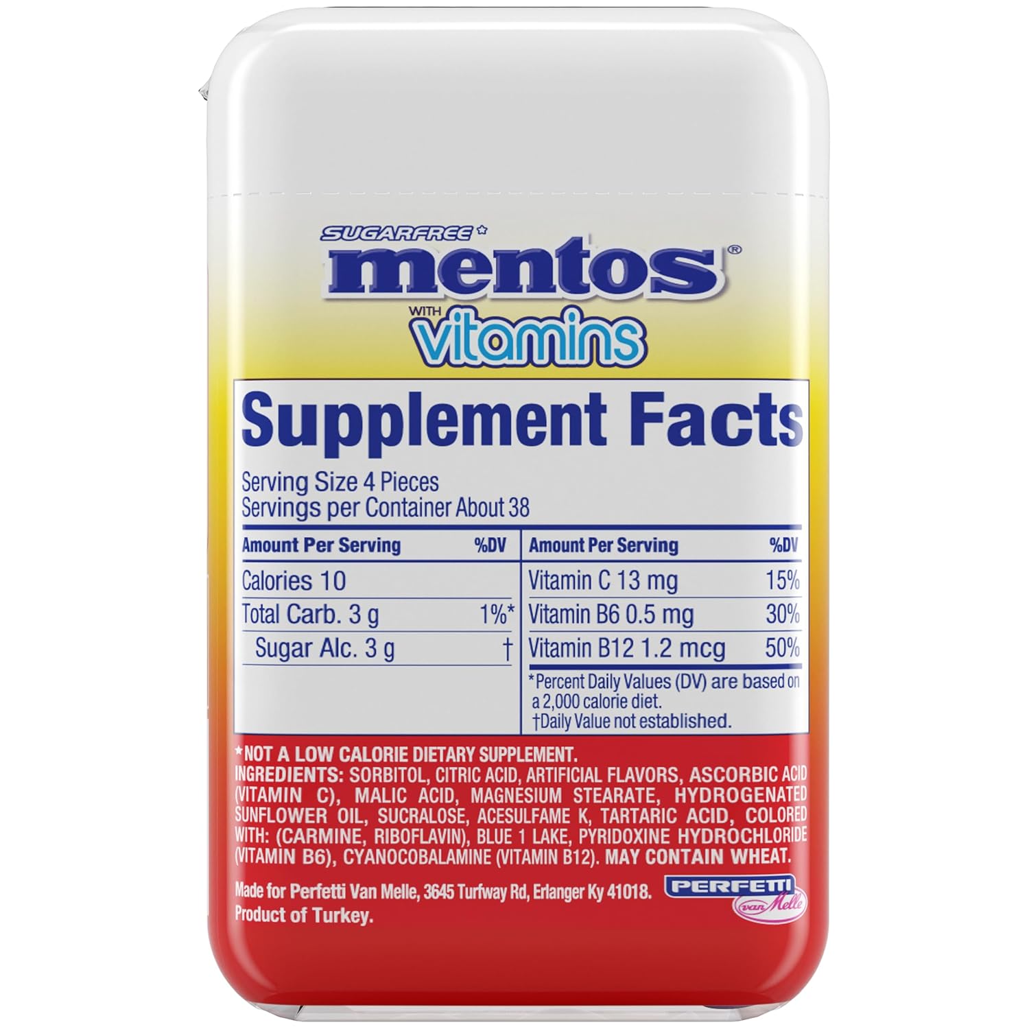 Sugar Free Hard Candy Mentos: Vitamin-Enriched Cool Fruity Mix Mints - 150pc (Pack of 4 Bottles)
