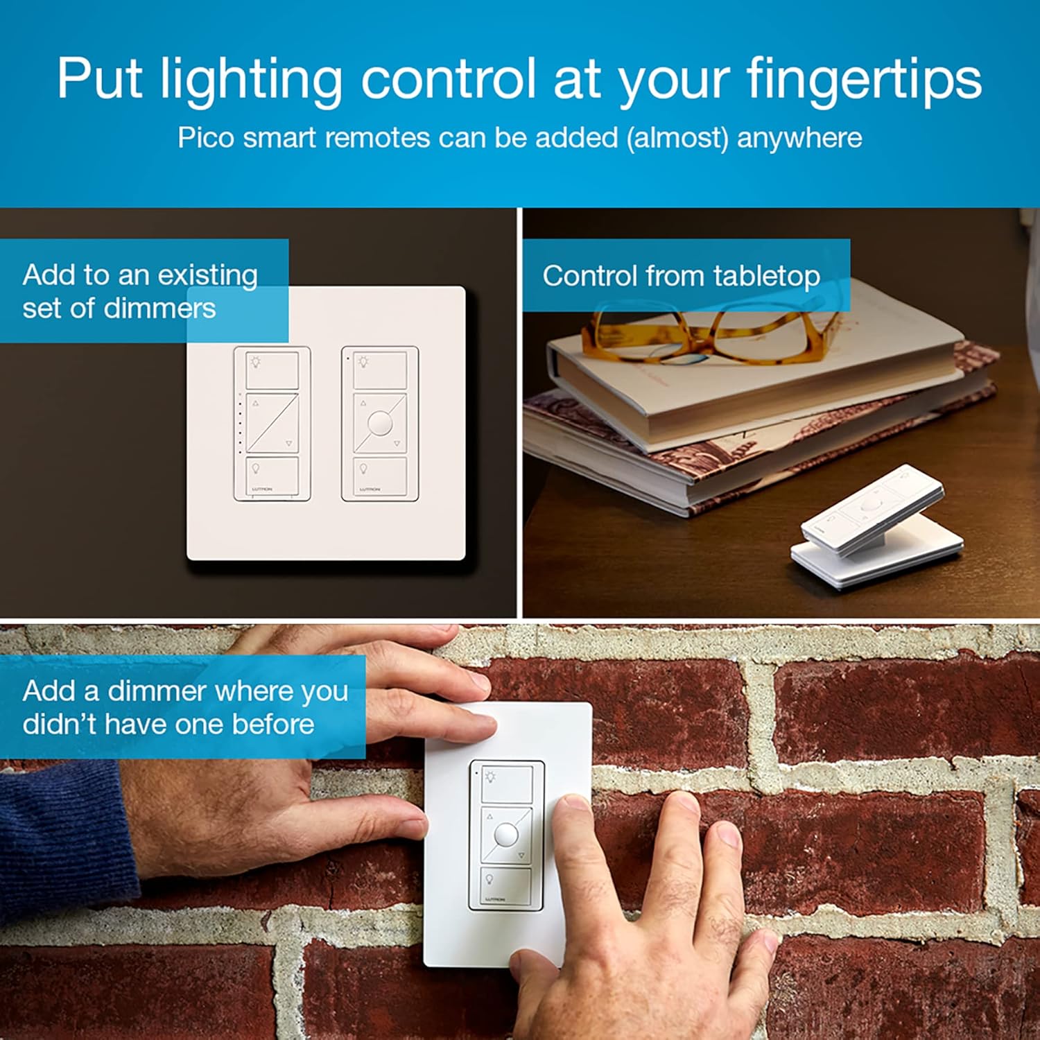 3 Way Dimmer Switch Kit: Lutron Caseta Smart Light Switch with Pico Remote, Bracket, and No Neutral Required