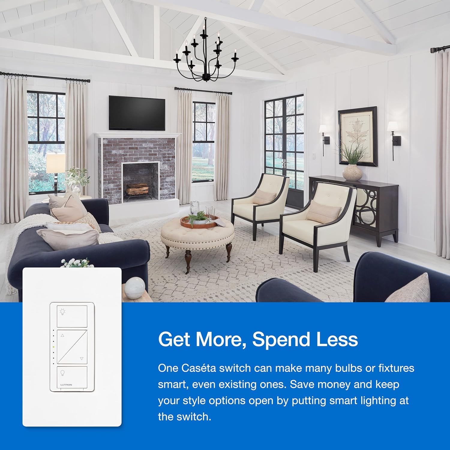 3 Way Dimmer Switch Kit: Lutron Caseta Smart Light Switch with Pico Remote, Bracket, and No Neutral Required