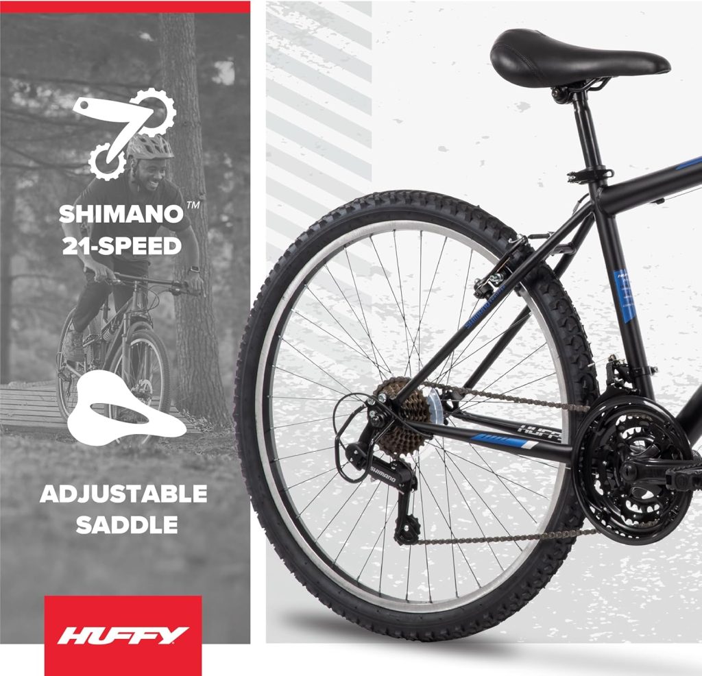 Specialized Bikes – Huffy Stone Mountain Hardtail Mountain Bike with 20"/24"/26" Sizes, 6 or 21-Speed Shimano Twist Shifting, Front or Dual Suspension, Comfort Saddle, and Stylish Colors for Boys, Girls, Men, and Women
