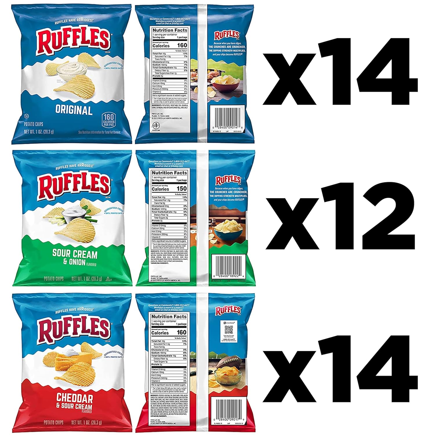 Bag of Chips: Ruffles Potato Chips Variety Pack - 40 Count for Ultimate Snacking
