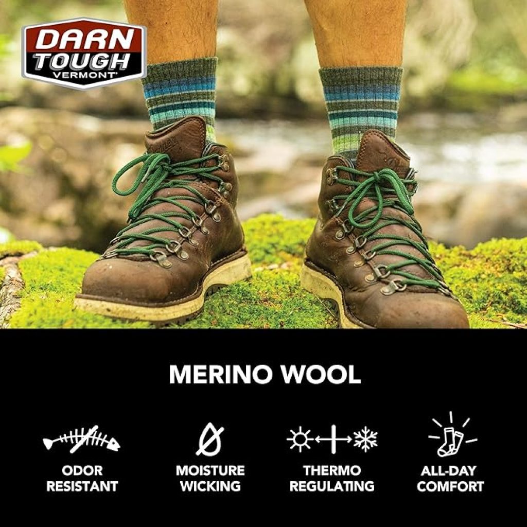 Darn Tough Socks Hiker Midweight Micro Crew with Cushion – Men’s Durable Hiking & Camping Boot Socks for All-Day Comfort