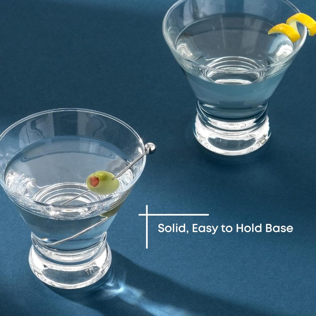 Glassware Sets JoyJolt: Afina Stemless Martini Glasses - Set of 4, 8.5oz Cocktail and Margarita Drinking Cups, Ideal for Bar and Dessert Use