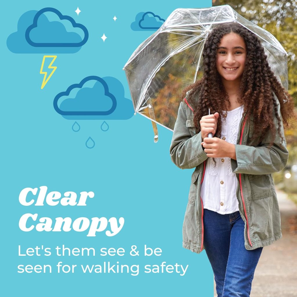 Clear Umbrella - Totes Kids Bubble Dome with Wind and Rain Protection, Lightweight Design, 38" Canopy