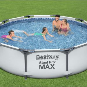 13 Run Pool: Bestway Steel Pro MAX 10ft x 30in Round Above Ground Swimming Pool Set with Filter Pump