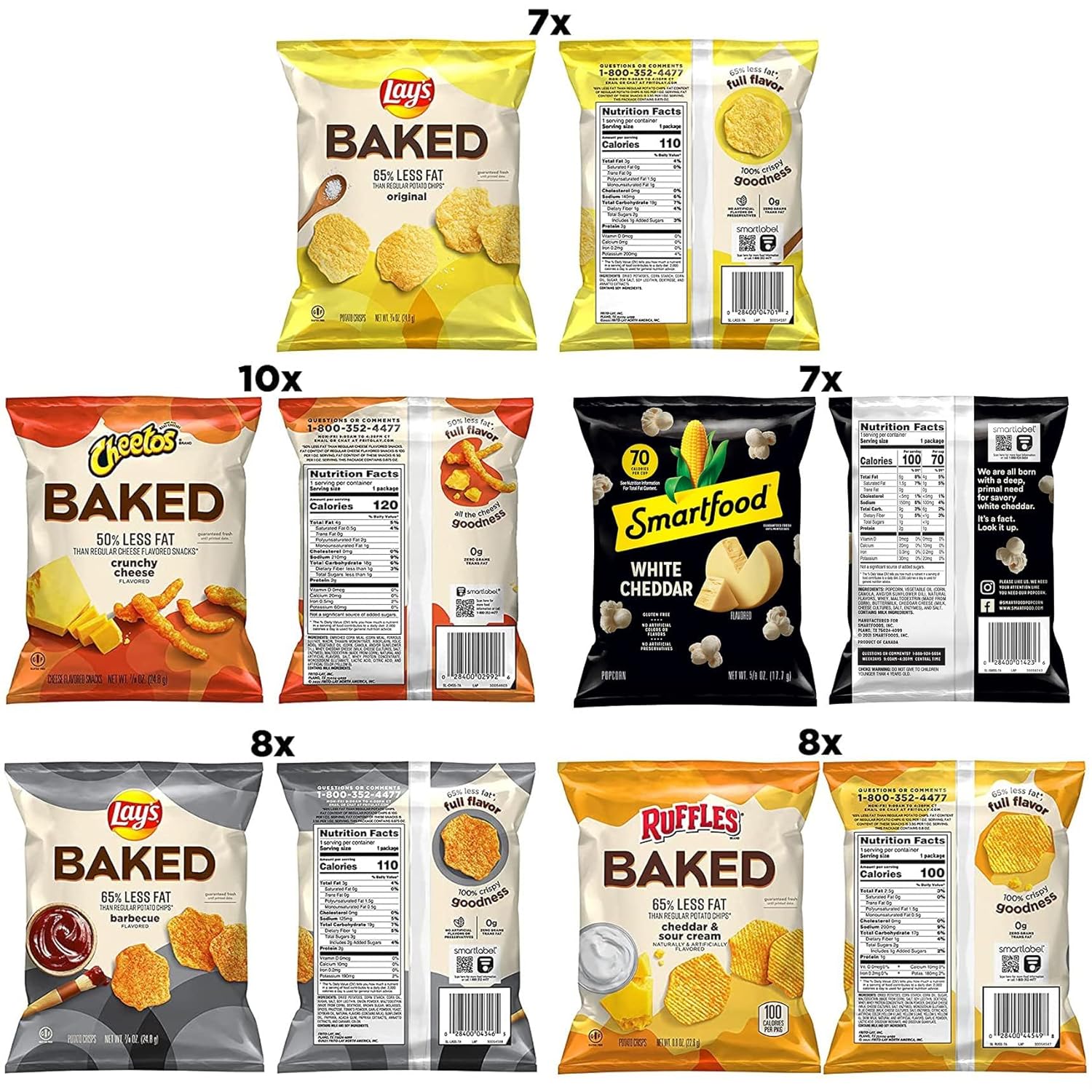 Bag of Chips: Frito Lay Baked & Popped Mix Variety Pack - 40 Count for Healthy Snacking