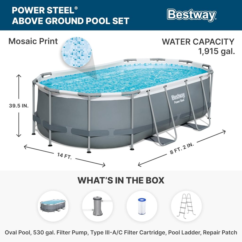 13 Run Pool: Bestway Power Steel Oval Above Ground Pool Set with Filter Pump, Ladder, and ChemConnect Dispenser