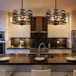 Foyer Chandelier: 12.6” Farmhouse 3-Light Industrial Metal Hanging Fixture for Dining Room, Entryway, Kitchen, and Bedroom