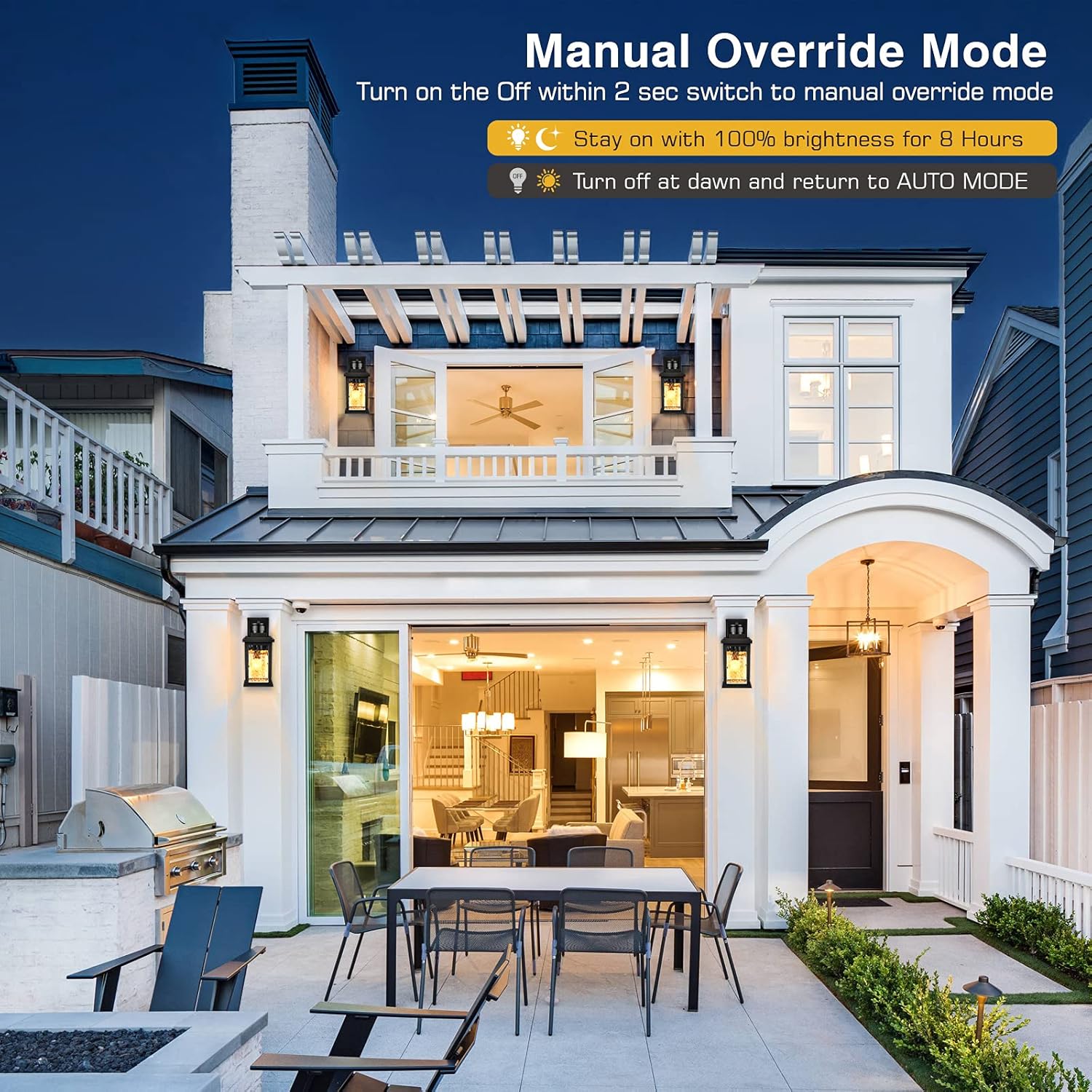 Outdoor Pendant Lighting: VIANIS 2 Pack Motion Sensor Lights - Modern LED Dusk to Dawn Fixtures for Front Porch and Garage