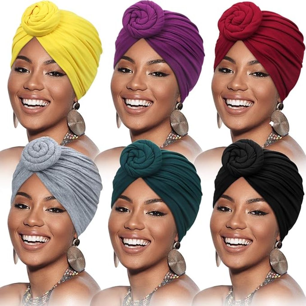 En Turban: SATINIOR 6-Piece Soft Pre-Tied Knot Head Wraps for Women - Fashionable Cancer Chemo Headwear Caps