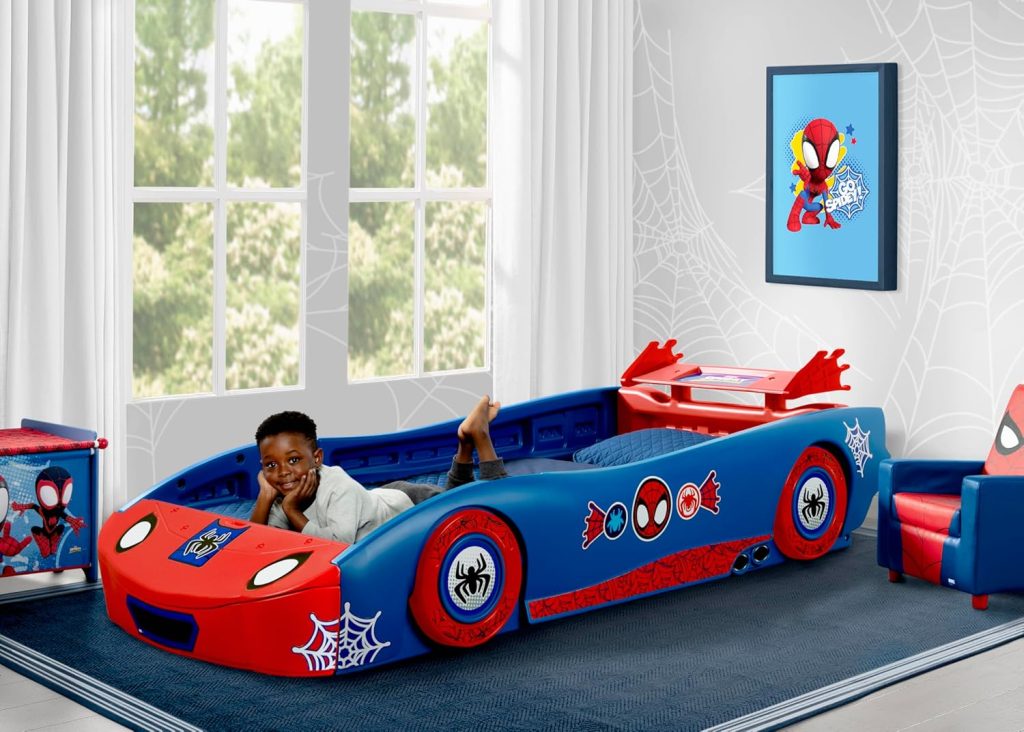 Racecar Bed - Delta Children Spidey and His Amazing Friends Web Crawler Twin Bed, Blue/Red