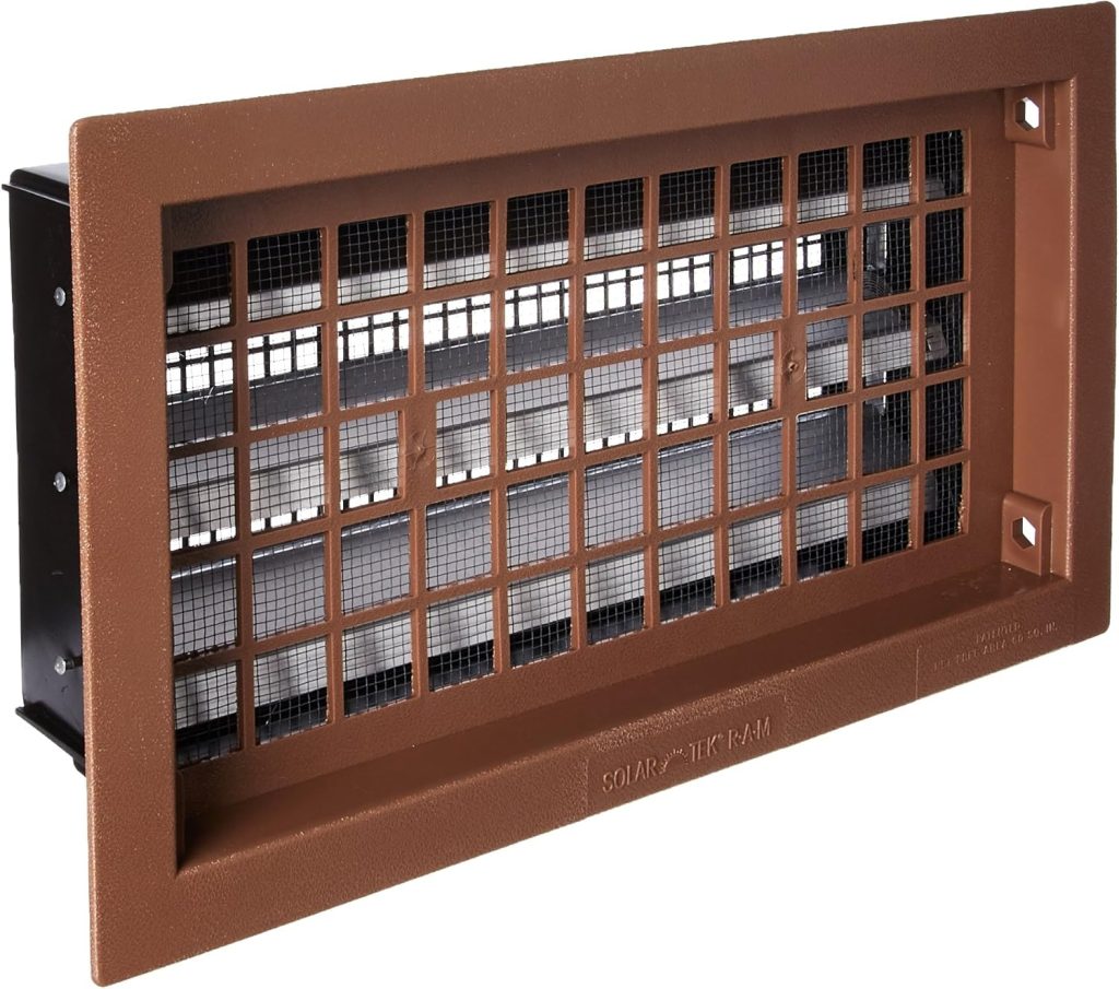 Crawl Space Vent Covers: RABR Heavy-Duty Automatic Foundation Vent in Brown, 50" Size, 1 Unit