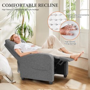 Wall Hugger Recliners: Sweetcrispy Modern Fabric Massage Recliner Chair with Lumbar Support for Living Room & Home Theater