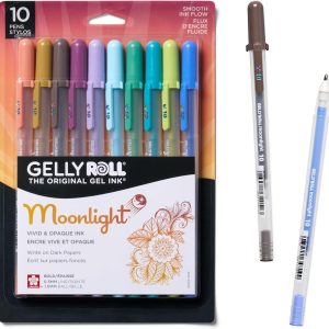 Moonlight 10 Gel Pens by SAKURA Gelly Roll: Bold Ink for Journaling, Art, and Drawing – Assorted Earth & Jewel Tones – 10 Pack