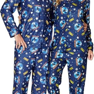 Polar Express Pajamas: Adult Believe Button-Front Coat Shirt and Pants Sleep Set