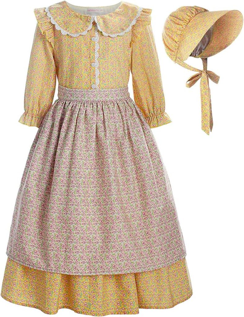 Prairie Dress: ReliBeauty Pioneer Girl Costume in Vibrant Yellow - Perfect for Colonial Themed Events