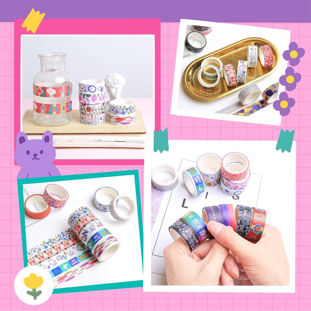Idea Tape - 40 Rolls Washi Tape Set, 15 mm Wide Colored Masking Tape for Kids, Perfect for DIY Crafts, Gift Wrapping, Scrapbooking, Bullet Journals, and Party Decorations