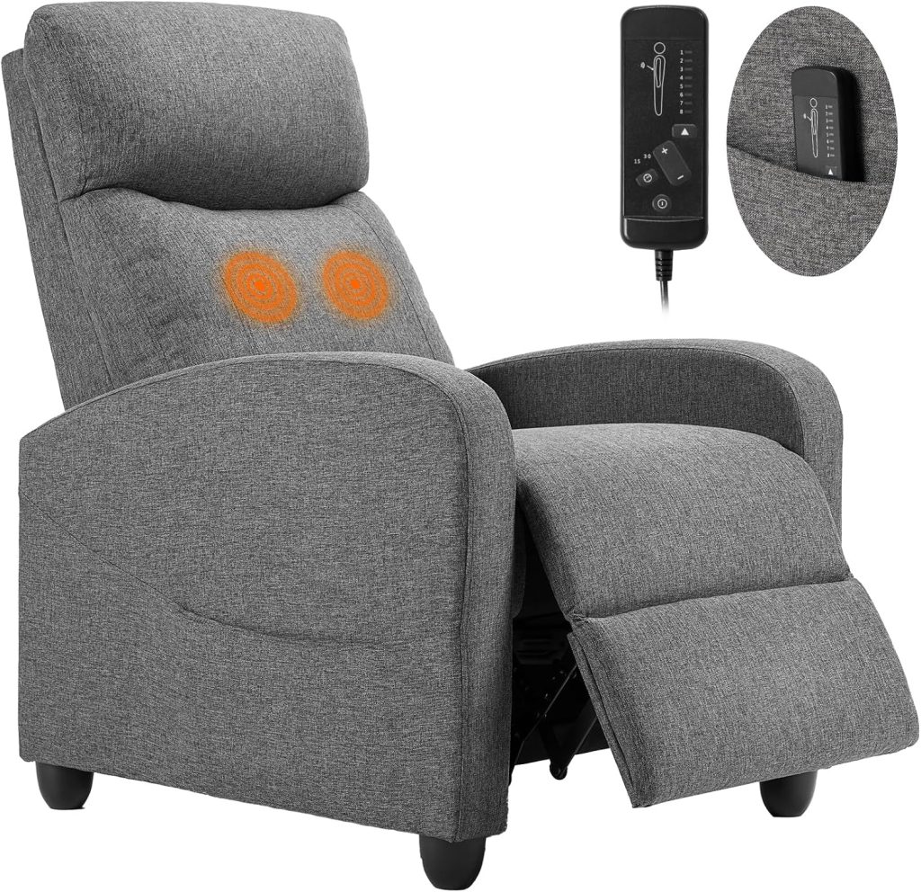 Wall Hugger Recliners: Sweetcrispy Modern Fabric Massage Recliner Chair with Lumbar Support for Living Room & Home Theater