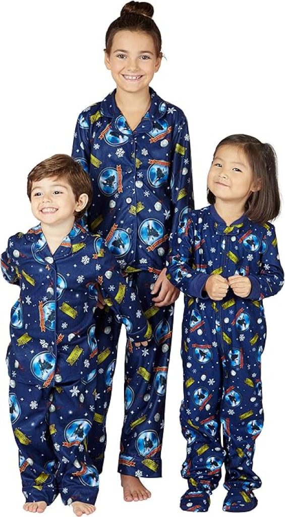 Polar Express Pajamas for Kids: Believe Button-Front Coat Shirt and Pants Sleep Set