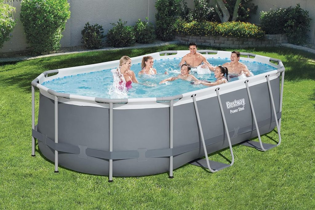 13 Run Pool: Bestway Power Steel Oval Above Ground Pool Set with Filter Pump, Ladder, and ChemConnect Dispenser