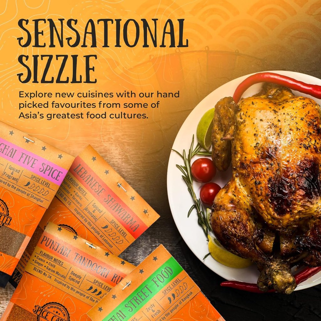 Asian Spice: Spice Cartel's Artisanal Street Food Collection - Handcrafted Herb & Spice Blends from Asia, Perfect Grilling Gifts for Dad (4 x 35g Resealable Pouches)