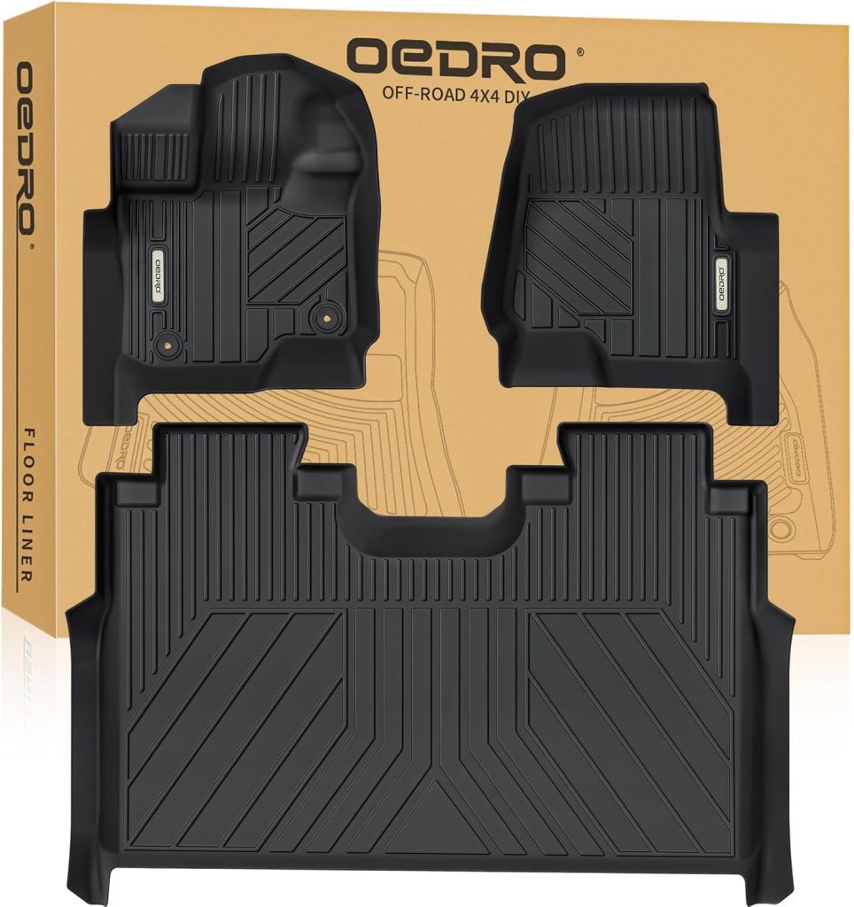 WeatherTech Floor Mats: OEDRO Upgraded All-Weather TPE Liners for 2015-2025 Ford F-150/F150 Lightning SuperCrew Cab (Not Compatible with Rear Seat Under-Seat Fold Flat Storage)