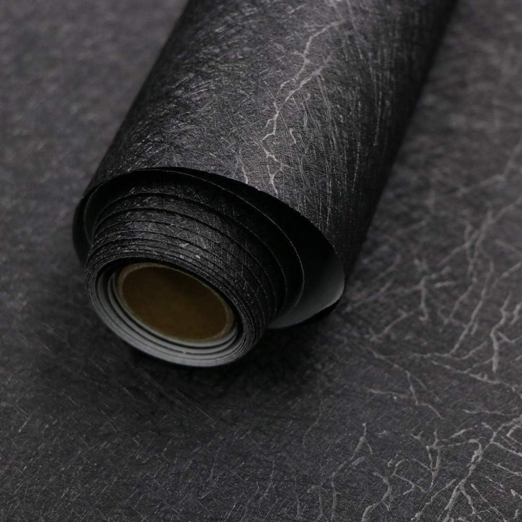 Black Wallpaper: 15.7" x 118" Embossed Silk Peel and Stick Self-Adhesive Contact Paper for Walls, Cabinets, and Furniture