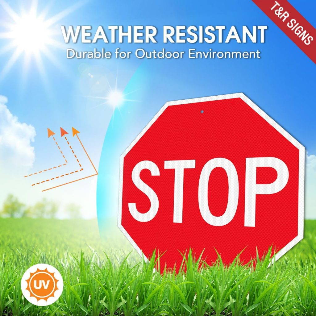 Stop Sign 24 x 24 Inches - Durable Engineer Grade Reflective Aluminum Road Sign with Waterproof Design and Pre-drilled Holes 3 Stop Sign 24 x 24 Inches - Durable Engineer Grade Reflective Aluminum Road Sign with Waterproof Design and Pre-drilled Holes