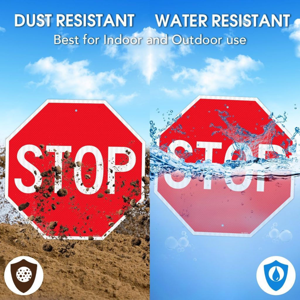 Stop Sign 24 x 24 Inches - Durable Engineer Grade Reflective Aluminum Road Sign with Waterproof Design and Pre-drilled Holes 4 Stop Sign 24 x 24 Inches - Durable Engineer Grade Reflective Aluminum Road Sign with Waterproof Design and Pre-drilled Holes