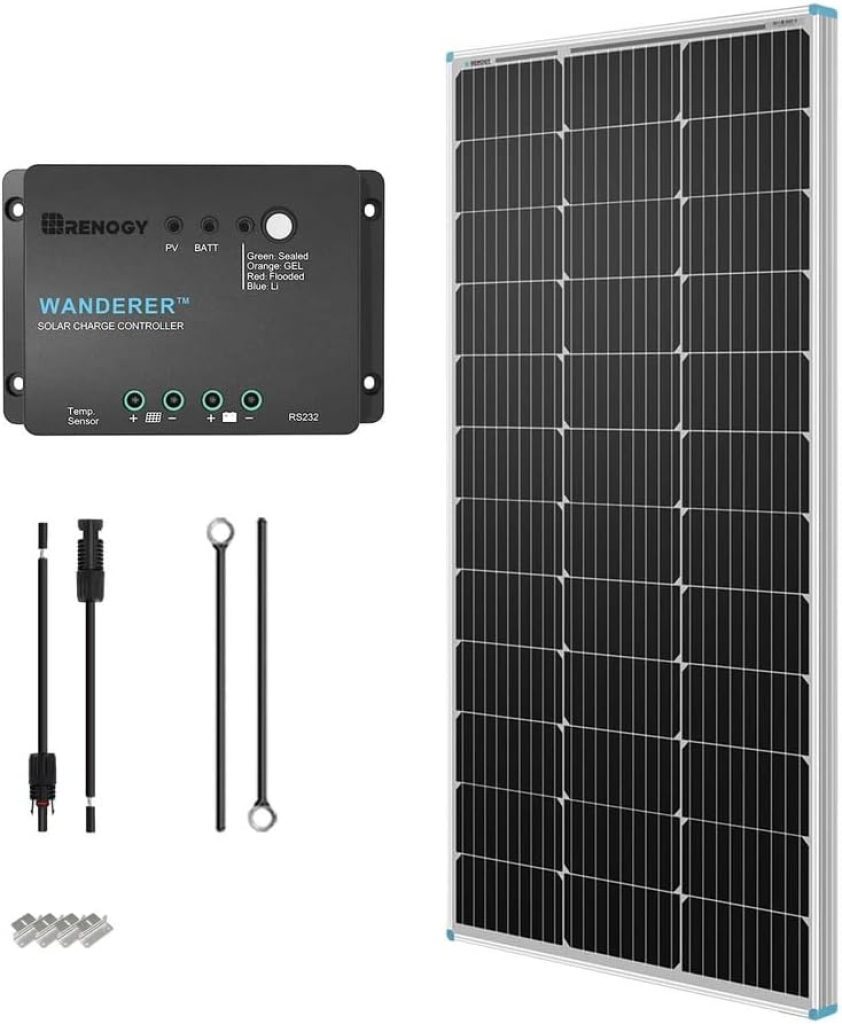 Complete 100W Solar Panel Kit by Renogy | Includes 30A PWM Charge Controller for RVs & Campers