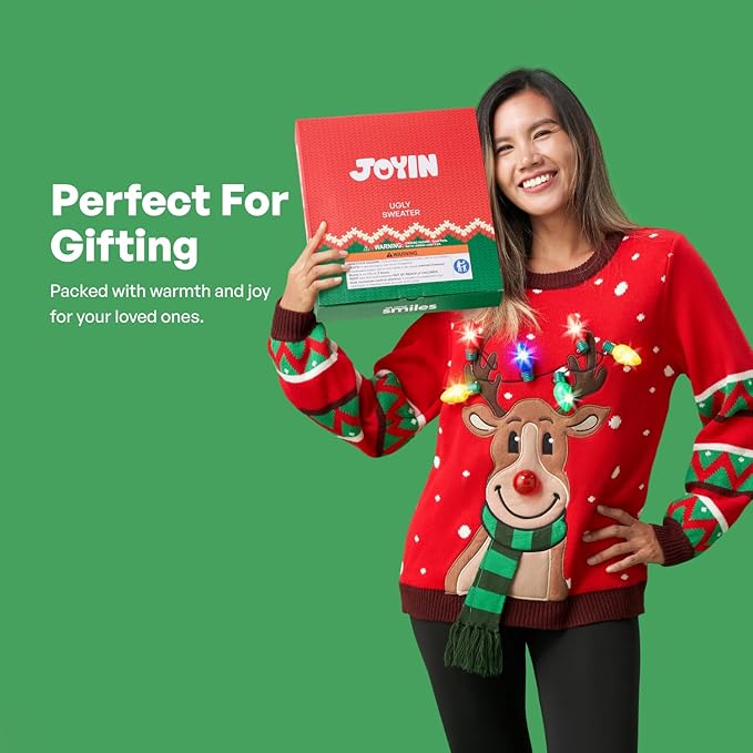 Sweaters Xmas: JOYIN Women's LED Light Up Christmas Ugly Sweater with Bulbs 1 Sweaters Xmas: JOYIN Women's LED Light Up Christmas Ugly Sweater with Bulbs