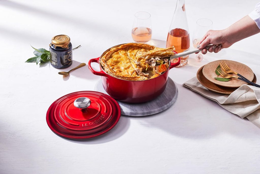 Le Creuset Dutch Oven: 5.5 Qt Enameled Cast Iron Signature Round in Cerise 4 Le Creuset Dutch Oven: 5.5 Qt Enameled Cast Iron Signature Round in Cerise