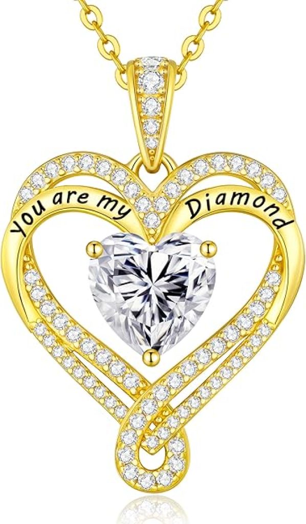 Gold Necklace with Moissanite Heart Pendant for Women - D Color VVS1 Lab-Created Jewelry in 925 Sterling Silver, Perfect for Weddings, Anniversaries, and Gifts 4 Gold Necklace with Moissanite Heart Pendant for Women - D Color VVS1 Lab-Created Jewelry in 925 Sterling Silver, Perfect for Weddings, Anniversaries, and Gifts